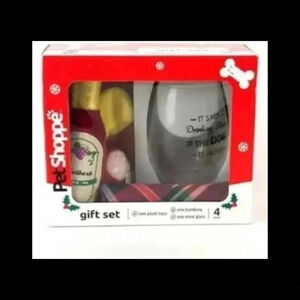 Pet Shoppe Gift Set 4Pc Toy Wine Glass "It's NOT Drinking Alone If Dog the Home"